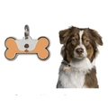 Bone-shaped zinc alloy dog tag with orange emoji design and metal ring for collars - 34.5*21.5*2mm / Orange