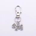 Silver lobster clasp keychain featuring a sparkling rhinestone Scottish Terrier dog pendant - Silver