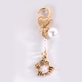 Portachiavi a granchio dorato con chiusura a cuore e perle sintetiche bianche - Granchio Rosa Perla
