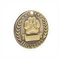 Vintage bronze pet tag with paw print relief and identity engraving in metallic finish - 40*20*1.8mm / Round Identity Relief Style