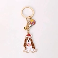Portachiavi Basset Hound di Natale con cappello da Babbo Natale e ciondoli regalo - Basset Hound con Cappello Rosso