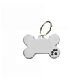 Dettaglio medaglietta per animali a forma di osso con zampa incisa e finitura argento - 38*25mm / Nero