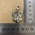 Detail view of German Shepherd dog tag charm with dimensions shown on measuring rulers - German Shepherd Style