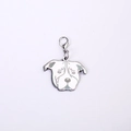 White Pitbull dog tag pendant with silver lobster clasp and grey details - 25mm / Staffordshire Bull Terrier