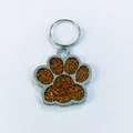 Medaglietta per cani a forma di zampa in lega di zinco con glitter arancione dorato - 2.5cm / Brillantini Oro Rosa