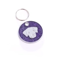 Medaglietta per cani con glitter viola, ciondolo Labrador argento e anello metallico - Stile Labrador / 25mm / Viola