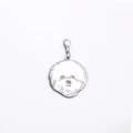Silver stainless steel poodle charm pendant with lobster clasp for pet collars - 25mm / Round Bichon