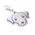 Silver stainless steel dog head pendant pet ID tag with sturdy lobster clasp - 25mm / Labrador Style 2