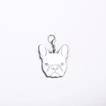 Silver bulldog shaped stainless steel pet tag with lobster clasp for dog collar - 25mm / Bulldog