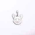 Silver stainless steel Corgi dog ID tag charm with lobster clasp for pet collars - 25mm / Corgi