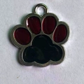 Zinc alloy pet id tag with red and black glitter paw print for dog cat collars - 25*27mm / Red Oil