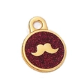 Goldener runder Haustiermarke mit rotem Glitzer und Schnurrbart-Symbol Design - 22*29mm / Rot