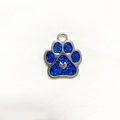 Blue glitter paw-shaped pet ID tag with heart detail in silver metal finish - 23*27mm / Light Blue