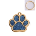 Medaglietta per animali a forma di zampa in lega di zinco dorata con glitter blu - 30-30mm / Blu