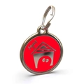 Zinklegering ID-penning voor kleine honden met hondenhok en rood emaille monsterontwerp - Φ25mm / Roze