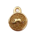 Golden pet tag featuring a mustache relief design with shimmering gold glitter background - 22*29mm / Gold