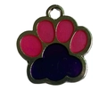 Ciondolo per cani a forma di zampa rosa e viola in lega di zinco con bordo argento - 2.5cm / Olio Rosa