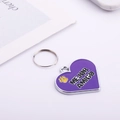 Purple heart-shaped zinc alloy pet ID tag with yellow paw print and Mejor Amigo text - Purple Heart