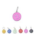 Customizable metal dog tag with colorful paw print design available in six vibrant colors - 25mm / Pink