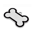 Bone-shaped zinc alloy pet ID tag with black ring detail for dog collars - 4.5*3cm / Black
