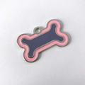 Dual-tone bone-shaped zinc alloy pet ID tag with pink and purple enamel finish - 40x25mm / Pink Border