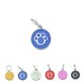 Colorful zinc alloy pet ID tags with paw print design and stainless steel rings - 25mm / Blue