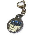 Cartoon cat shaped zinc alloy pet ID tag with colorful enamel finish and carabiner hook - Cat Pattern (Cat Tag)