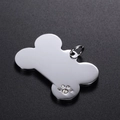 Zinklegierung Hundemarke in Knochenform mit Strass-Pfote und gebürstetem Metall - 40*25mm / Silber mit weißen Strasssteinen