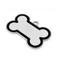 Dog bone shaped metal pet tag with silver center and black border for collars - 60-35mm / Black