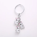 Creative metal bulldog keychain with three cute bull terrier enamel pendants and silver ring - Three Bull Terriers String Pendant
