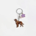 Porte-clés chien en métal avec pendentif retriever brun et fleurs violettes - 03 Golden Retriever Brun