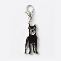 Anhänger Deutsche Dogge aus Emaille in Schwarz mit silbernem Karabinerverschluss - 25mm / Cane Corso