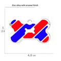 Bone-shaped zinc alloy pet ID tag with red and blue enamel stripes, 4.0cm x 2.5cm size - Red and Dark Blue