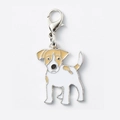 Jack Russell Terrier Emaille Anhänger mit silbernem Karabiner für Schlüsselanhänger - 25mm / Jack Skellington