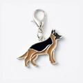 German Shepherd charm with black and brown enamel finish and silver lobster clasp - 25mm / German Shepherd