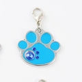 Blue paw print pet tag with sapphire rhinestones and silver metal lobster clasp - 30*28mm / Blue