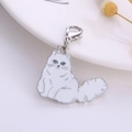 Portachiavi con ciondolo gatto bianco a pelo lungo, occhi blu e chiusura in metallo - Gatto Persiano / 3cm