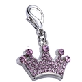 Silver crown pet pendant featuring pink rhinestones and a secure lobster clasp - Multi-Rhinestone Pink