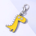 Cute yellow dinosaur keychain with enamel finish and silver metal clasp for bags - Yellow Dinosaur (5)