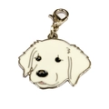 Golden Retriever Emaille-Schlüsselanhänger in Cremeweiß mit silbernem Karabinerverschluss - 30mm / Heller Labrador Kopf