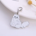 Portachiavi creativo con ciondolo gatto persiano bianco in smalto e chiusura a moschettone - 3cm / Gatto Persiano