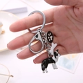 Porte-clés chien Border Collie en alliage de zinc avec breloques os et pattes - Border collie