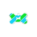 Green bone shaped pet ID tag with enamel stripes and small bone pattern in center - Blue And Green