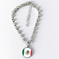 Sprankelende strass halsband voor huisdieren met Mexico vlag hanger en zilveren ketting - S / Mexico