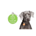 Double vue de médailles rondes pour animaux en vert et orange avec texte Keep Calm et chien - 30mm / Autres Couleurs