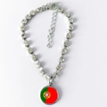 Ketting met de vlag van Portugal hanger en fonkelende strasstenen voor kleine huisdieren - S / Portugal Stijl