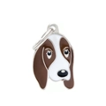 Ταυτότητα σκύλου Basset Hound με καφέ σμάλτο και ανθεκτικό μεταλλικό δακτύλιο - Μπασέ Χάουντ