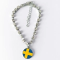 Halsband für Haustiere mit Strasssteinen und Anhänger der schwedischen Flagge - S / Schweden