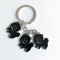 Creative silver metal keychain featuring three cute black chow chow puppy pendants - 12cm / Black Series