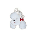 Cartoon white Poodle pet charm with red bow for dog collars or keychains - 21 Poodle